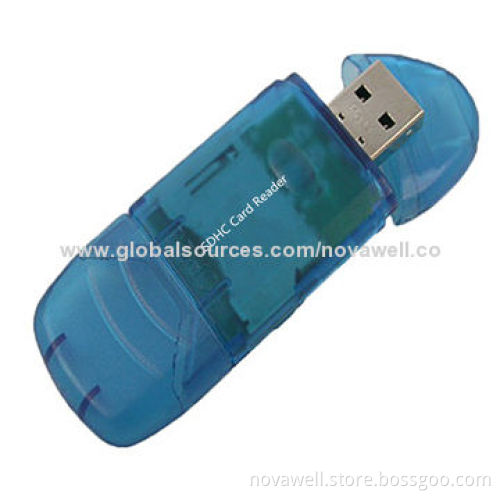 USB2.0 SD Card Reader, Plug & Play, Half-transparent Housing